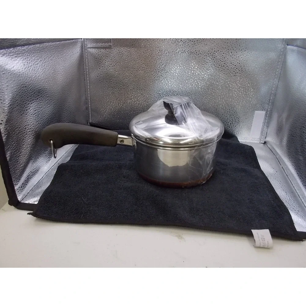 Revere Ware 1 Qt Saucepan Copper Bottom Stainless Steel Pot with Lid Made in USA